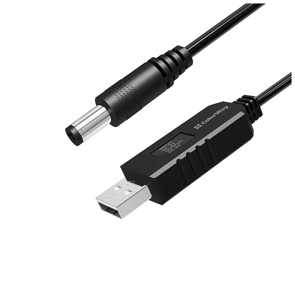 Кабель живлення USB to DC 5.5x2.5mm 9V 1.0m black ColorWay (CW-CBUD066-BK) - фото 2