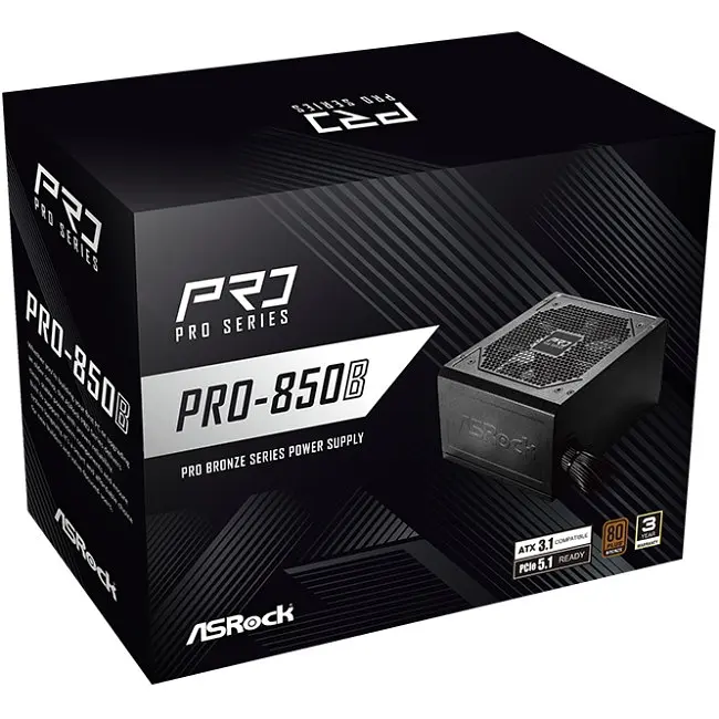Блок живлення 850W ASRock PRO-850B 120mm, 80+ Bronze, Retail - фото 5
