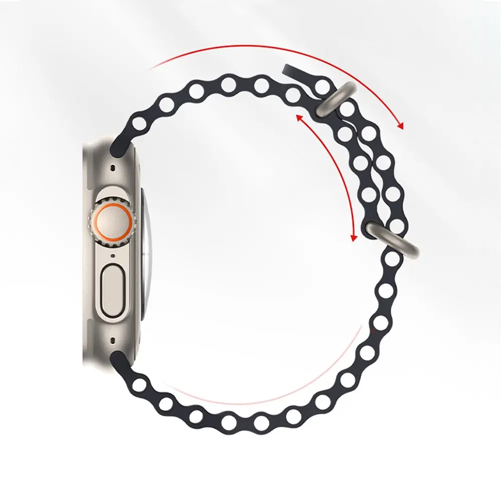 Ремінець силіконовий Hoco iWatch WA12 marine double buckle 42/ 44/ 45/ 49mm midnight синій - фото 5