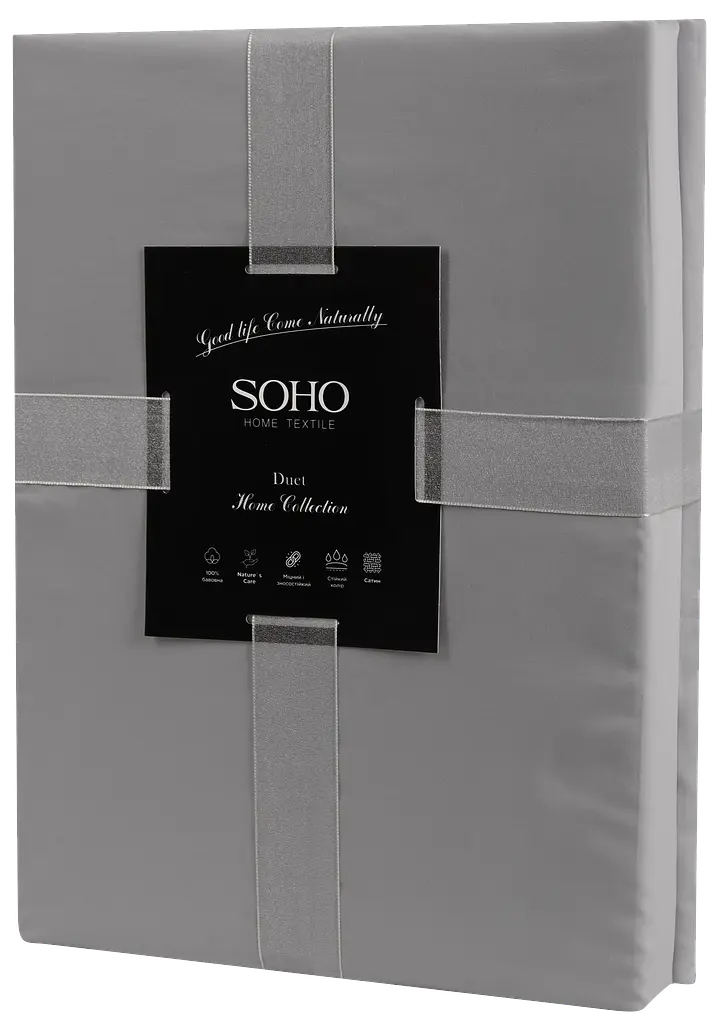 Комплект постільної білизни Євро Duet 200х230 см Ivory/Grey SOHO pbe0050807 - фото 2