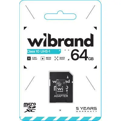 Карта памяти Wibrand 64GB mictoSD class 10 UHS-I (WICDXU1/64GB-A) - фото 2