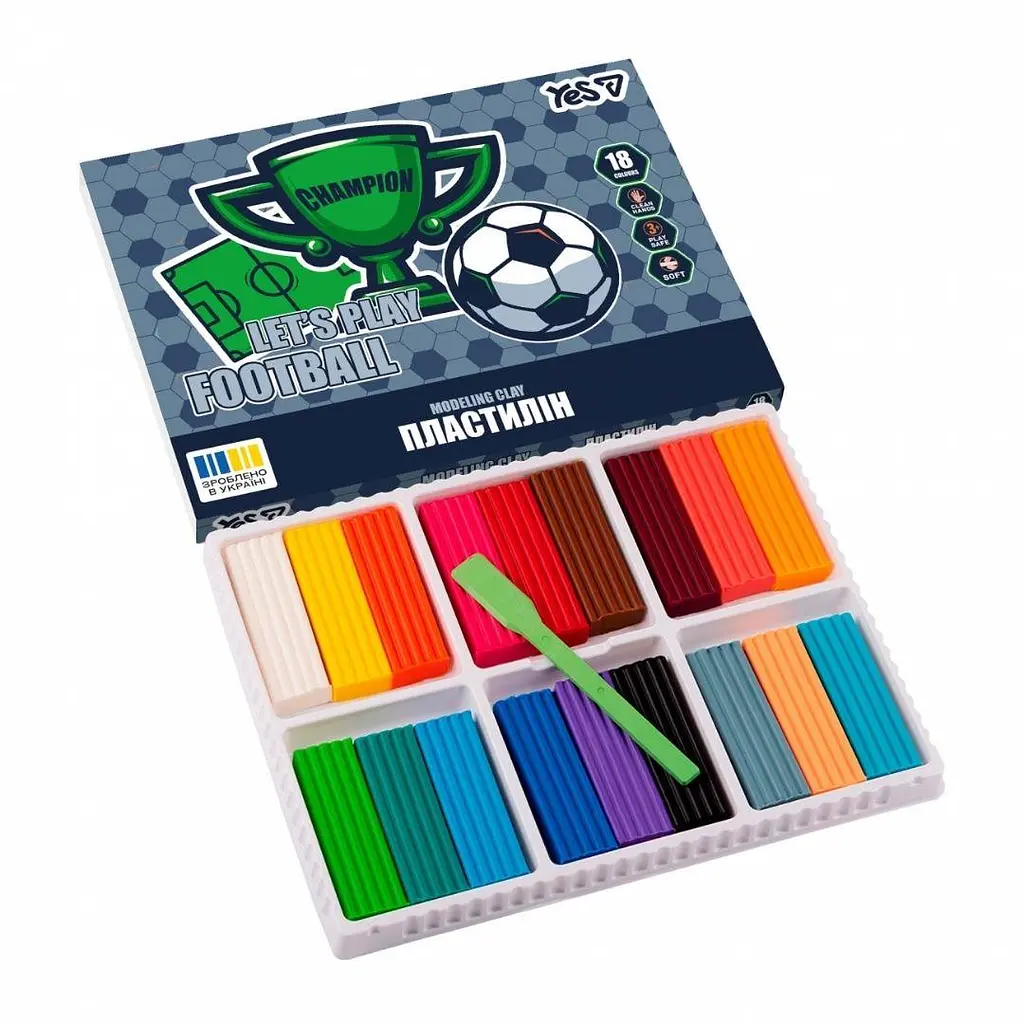 Пластилін Yes 18 кольорів 360 г Football (540715)