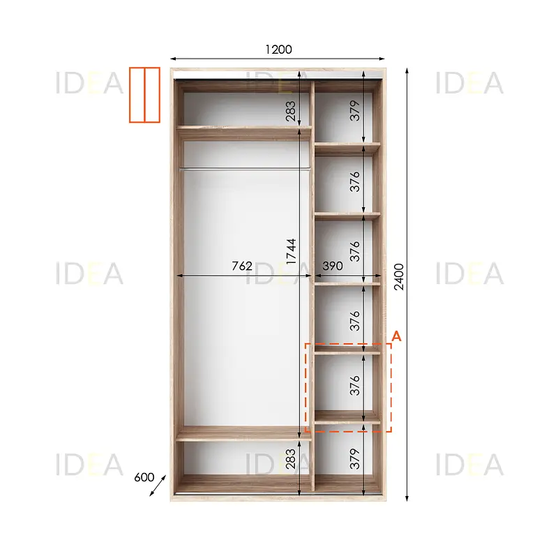 Шафа-купе Idea серія 1 120 x 60 x 240 см Дуб сонома - фото 2
