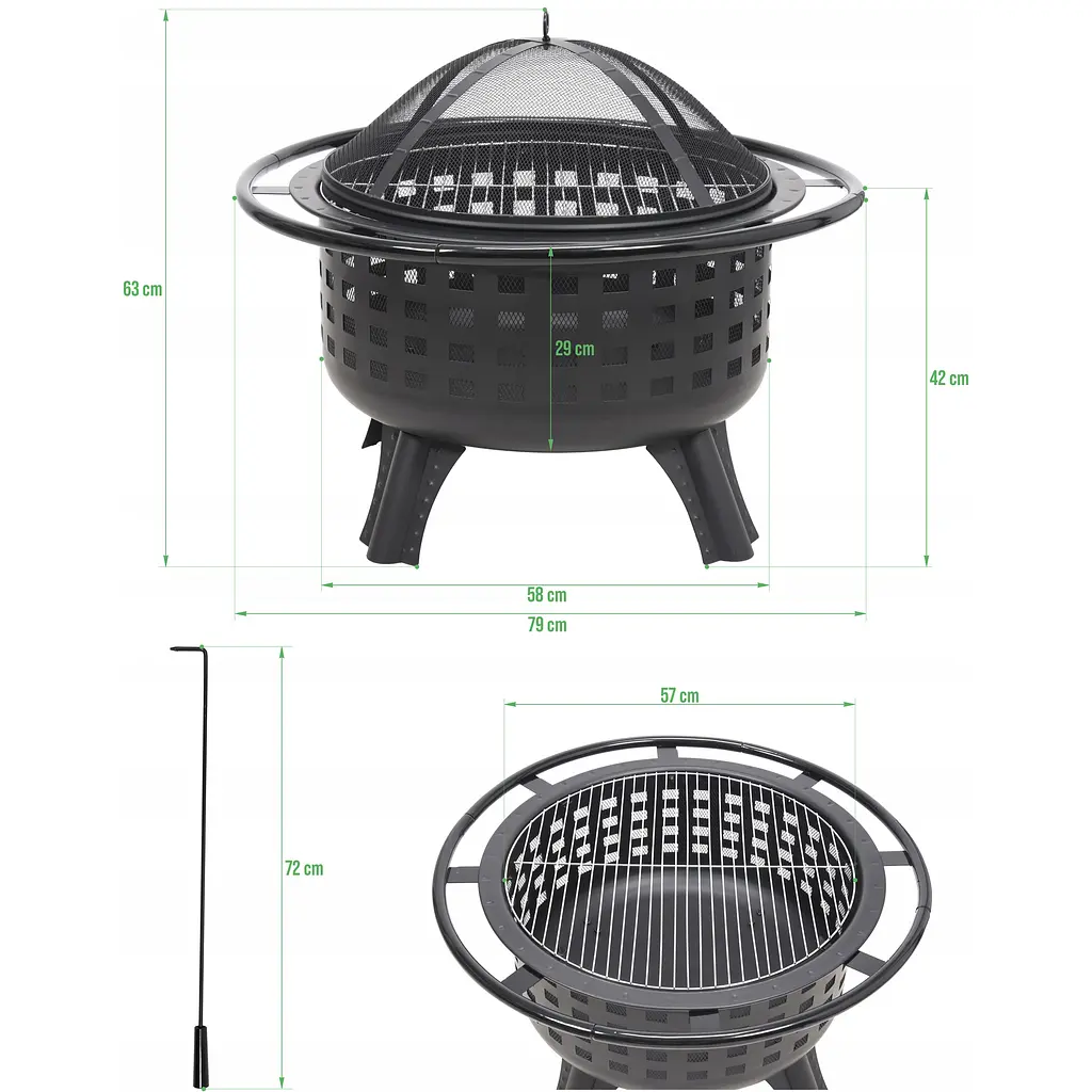 Корзина для костра и барбекю Lund стальная 80х80х61 см (99714) - фото 7