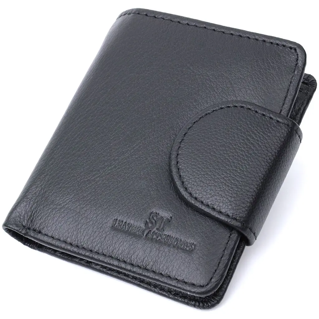 Вертикальний гаманець для жінок із натуральної шкіри ST Leather 22701 чорний