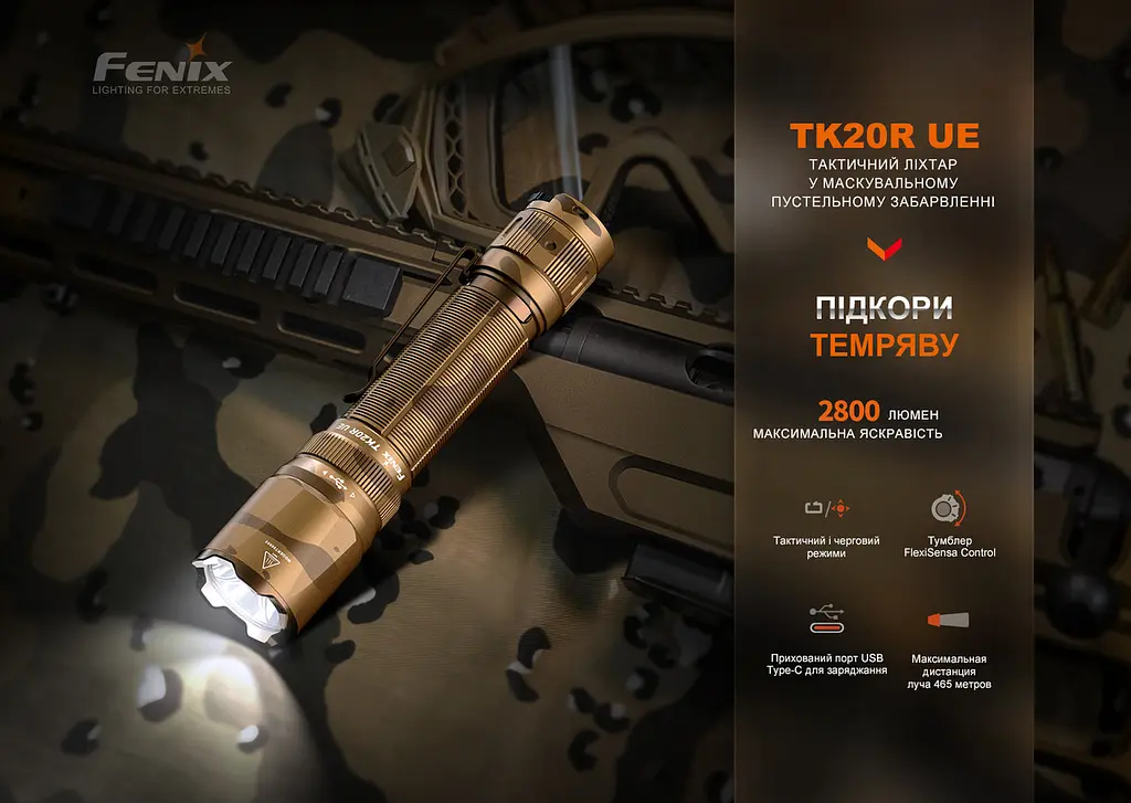 Фонарь тактический Fenix TK20R UE, камуфляж - фото 5