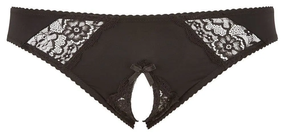 Трусики з відкритою промежиною Cottelli Curves, 3XL (чорний) - фото 2