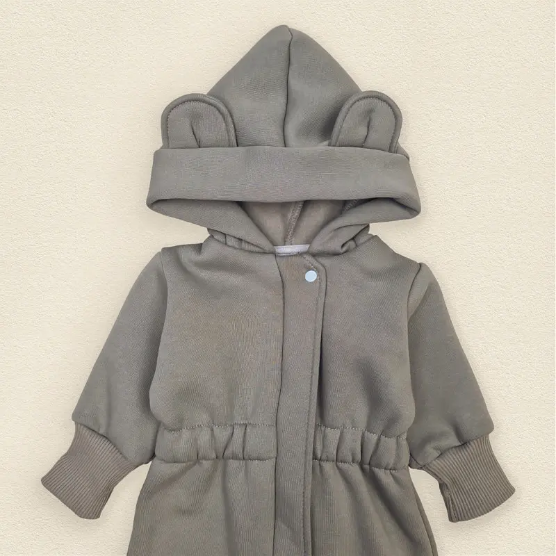 Ромпер-комбінезон тринитка з шапочкою Gray olive зріст 86 см (12 – 18 місяців) Malena Сірий - фото 2