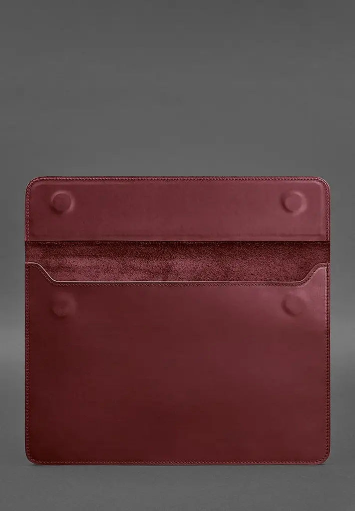 Кожаный чехол-конверт BlankNote на магнитах для MacBook 13 Бордовый Crazy Horse - фото 3