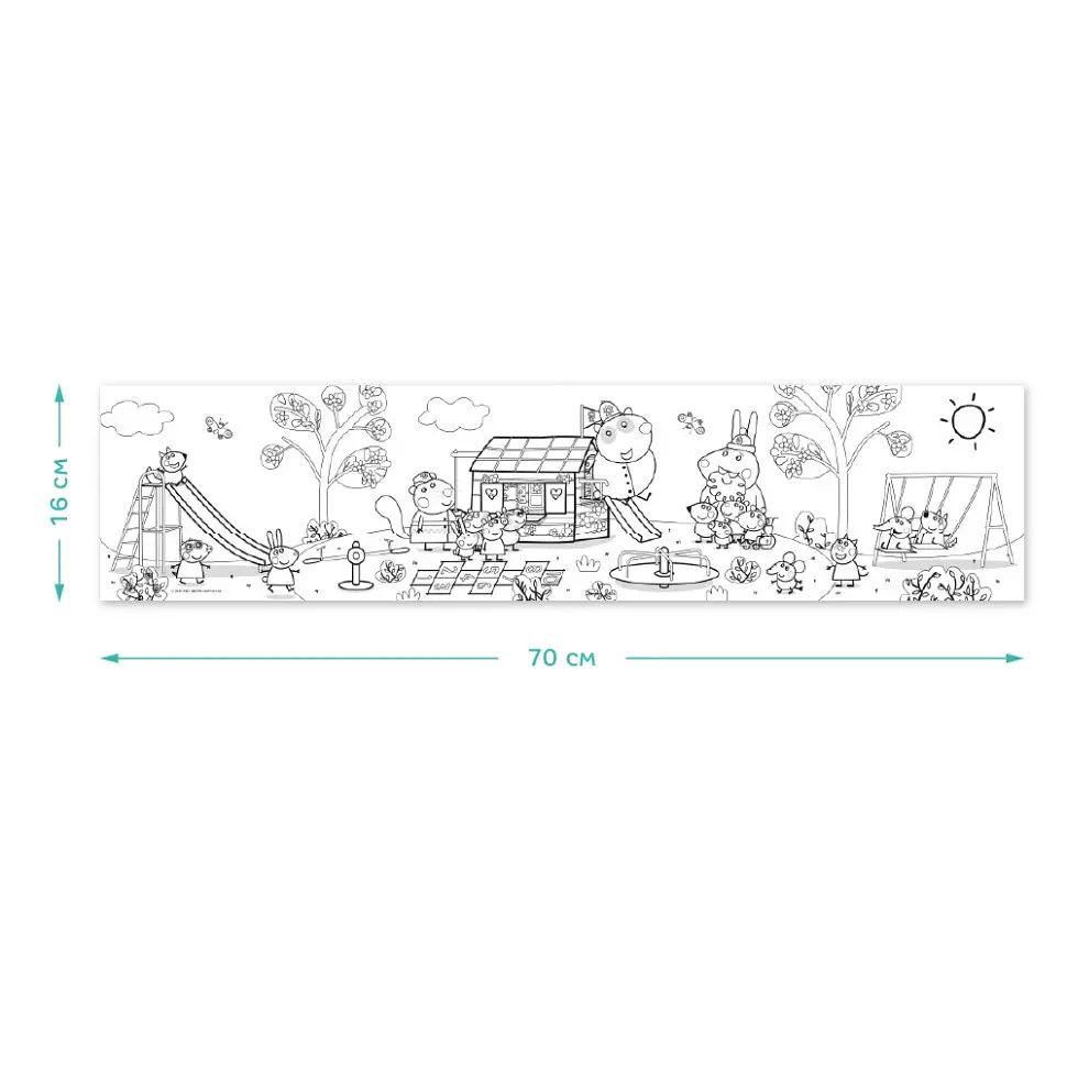 Дитяча розмальовка "Peppa Pig: Прогулянка з родиною" DoDo Toys 200184 великий формат 70×16 см - фото 2