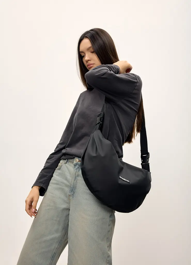 Жіноча сумка Sambag HOBO Bag-glove чорна тканева 50 х 28 х 5 см (53400064) - фото 6