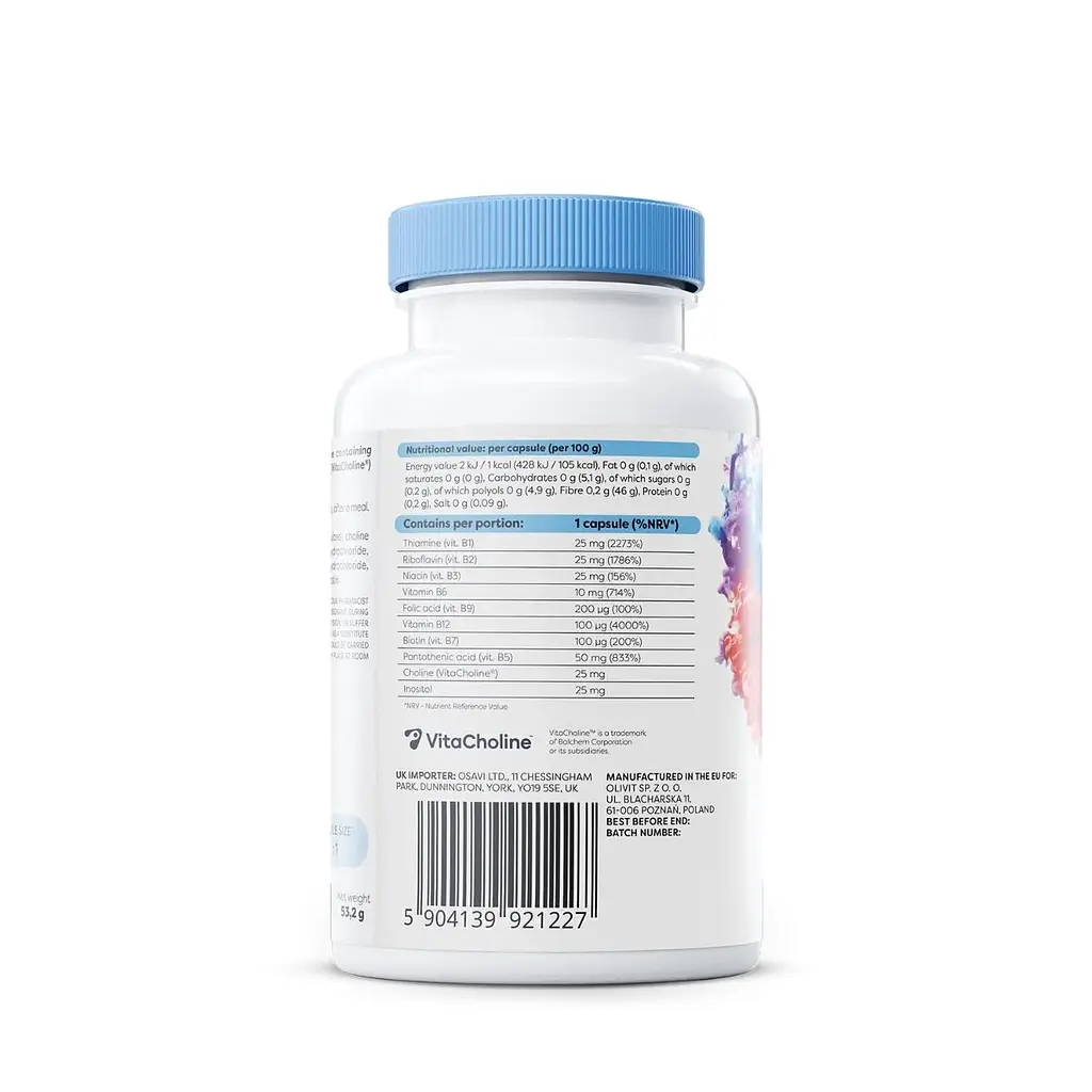Комплекс вітамінів групи B Osavi B-complex with choline & inositol, 120 капсул з холіном і інозитолом - фото 3