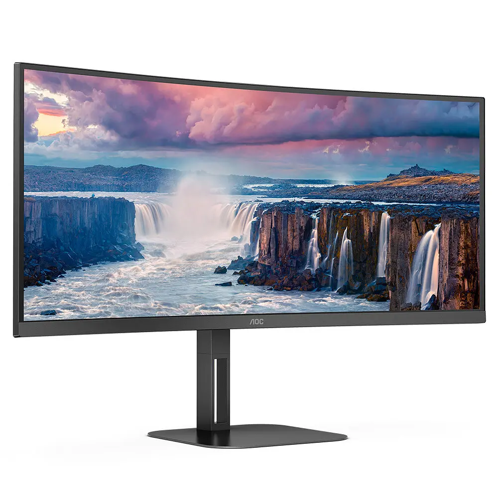 Монітор TFT 34 AOC CU34V5C/BK, WQHD, VA, 100Гц, 1 мс, вигнутий, HDMI, DP, USB-C, USB-hub, колонки, чорний - фото 2