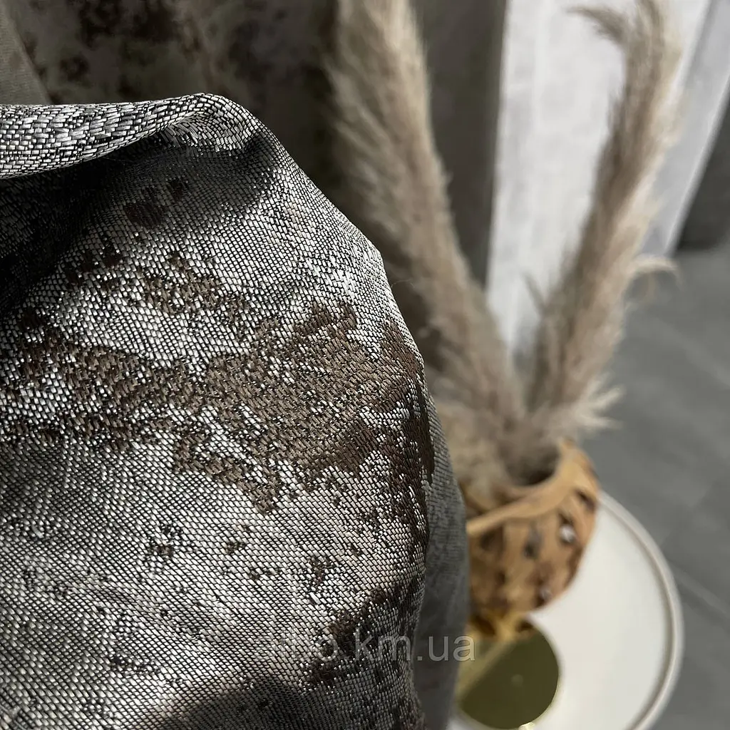 Жакардові мармурові штори сіро-коричневого кольору на тасьмі 2шт. 150х270 ALBO pbe0052404 - фото 3