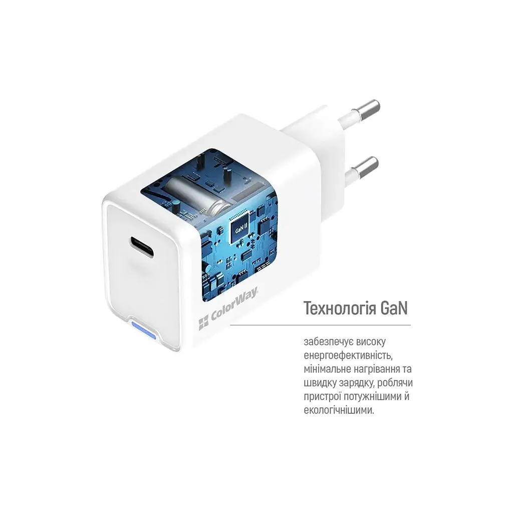 Зарядний пристрій ColorWay GaN Mini 45W PD Port PPS USB-C white (CW-CHS057PD-WT) - фото 8