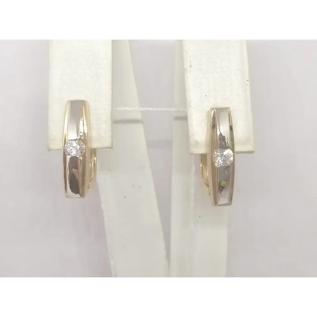 Золоті сережки Столична Ювелірна Фабрика з фіанітами. 111058 - фото 3