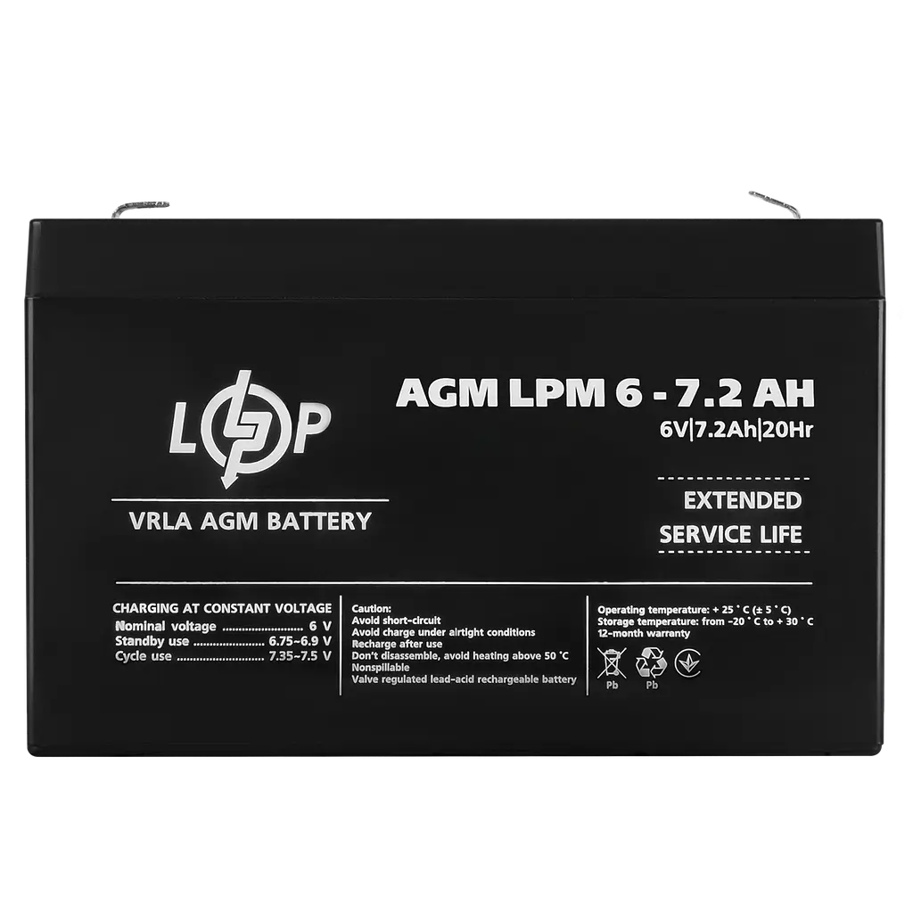 Аккумулятор AGM LPM 6V - 7.2 Ah - фото 3