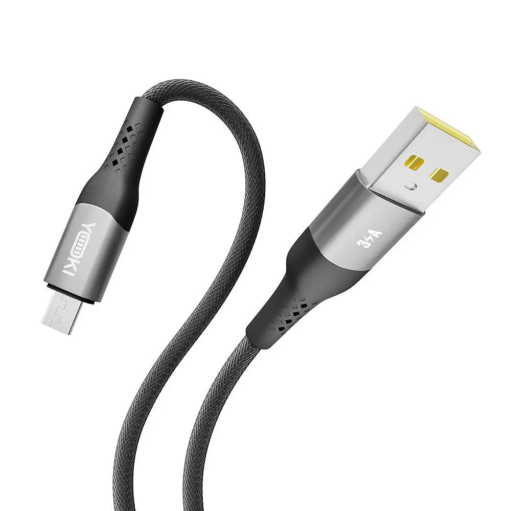 Кабель для заряджання та обміну даними Yoki YK-SO15 SOLID Series USB/MicroUSB 60W 3A/20V 1.2 м Чорний - фото 5