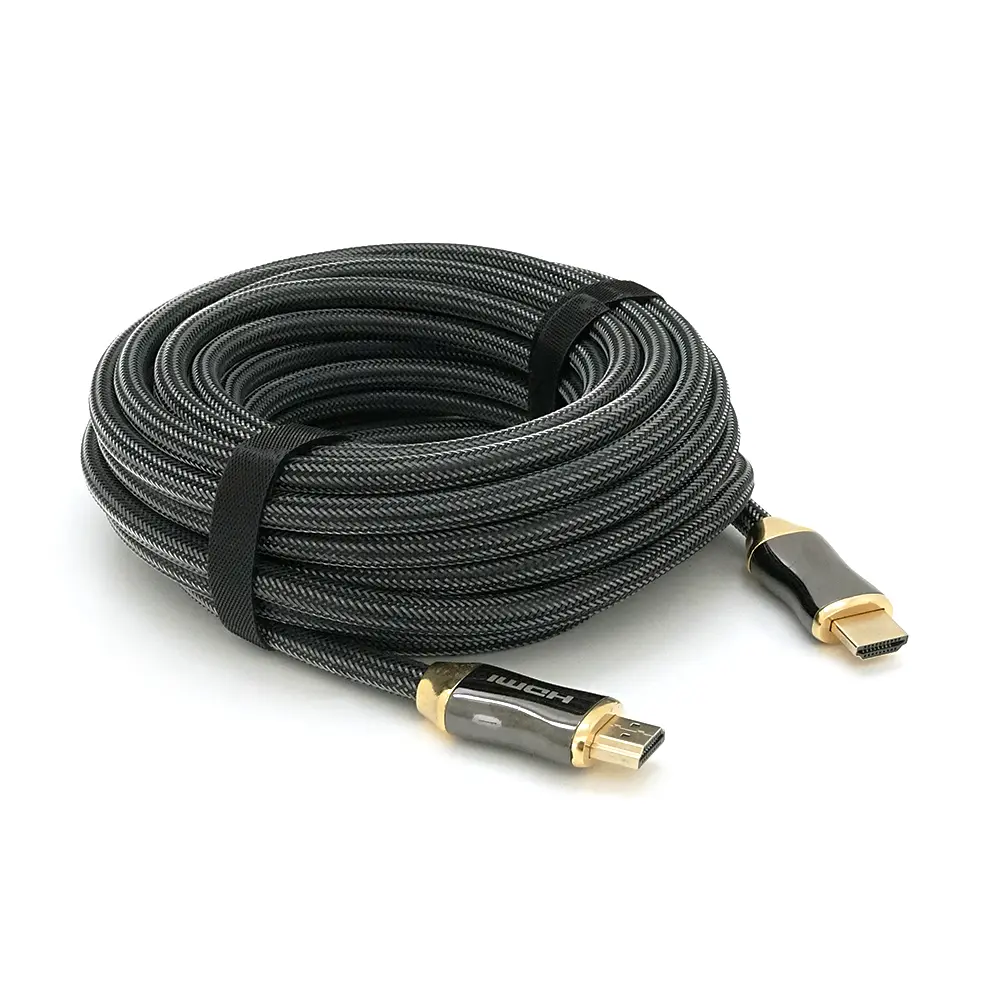 Кабель VEGGIEG HX-8 HDMI-HDMI 2 K * 4 K, 8.0 m, v 2,0, OD-8.0 mm, круглий, обплетення, Black, коннектор Black-Gold, Box - фото 3