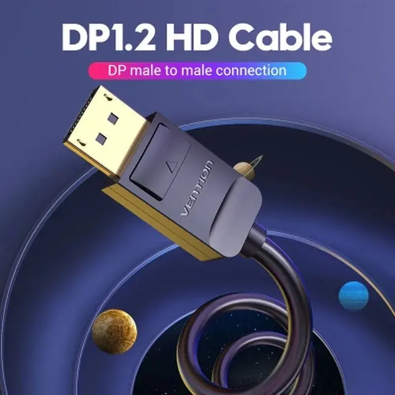 Кабель мультимедійний DisplayPort M to DisplayPort M 1.5m 4K60Hz black Vention (HACBG) - фото 2