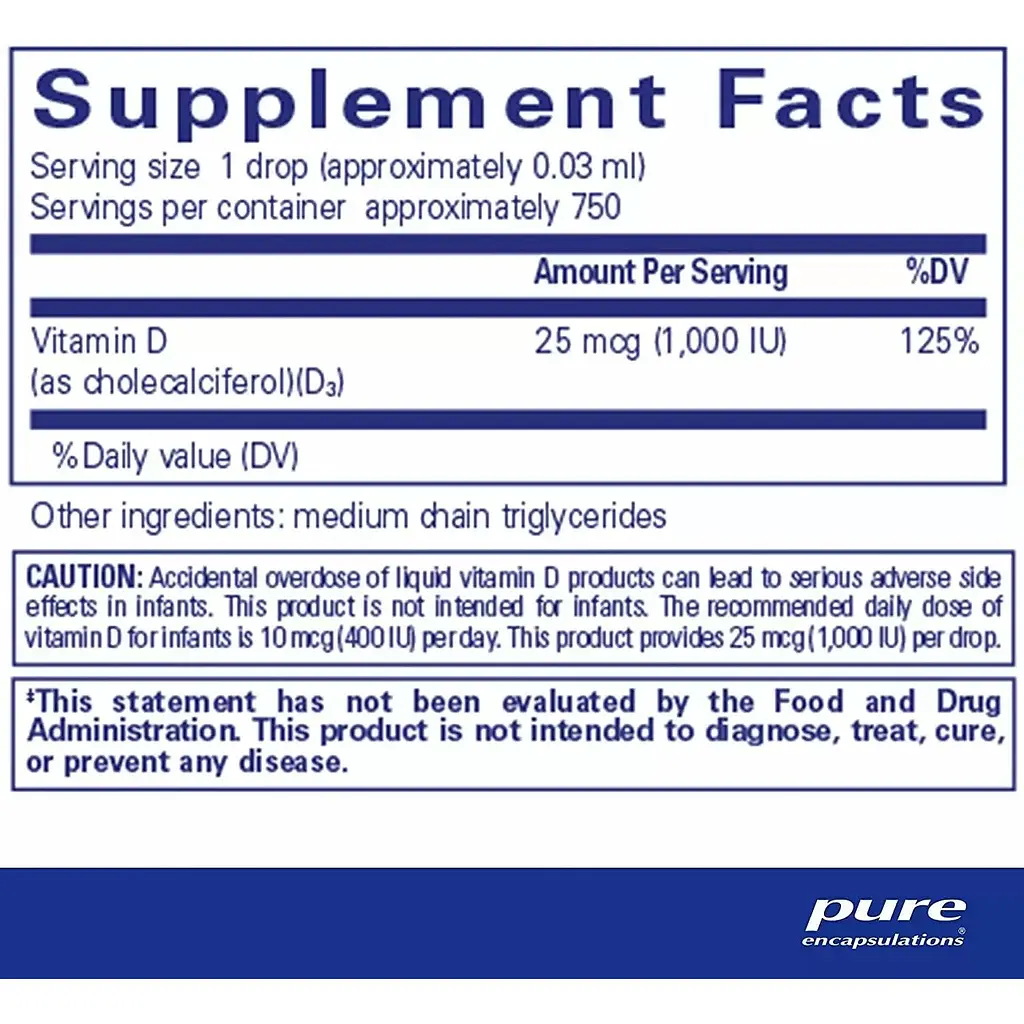 Витамин D3 Pure Encapsulations 22.5 мл - фото 2