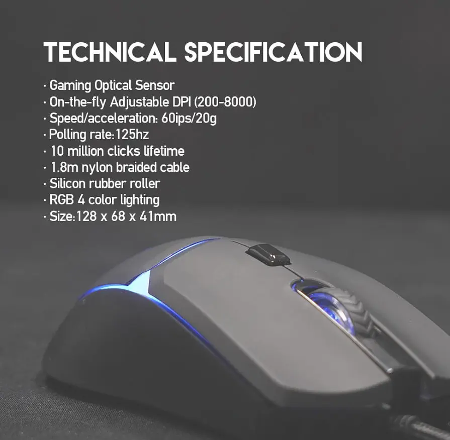 Игровая мышь Fantech VX-7 CRYPTO 60IPS, 15G, 800DPI Black - фото 8