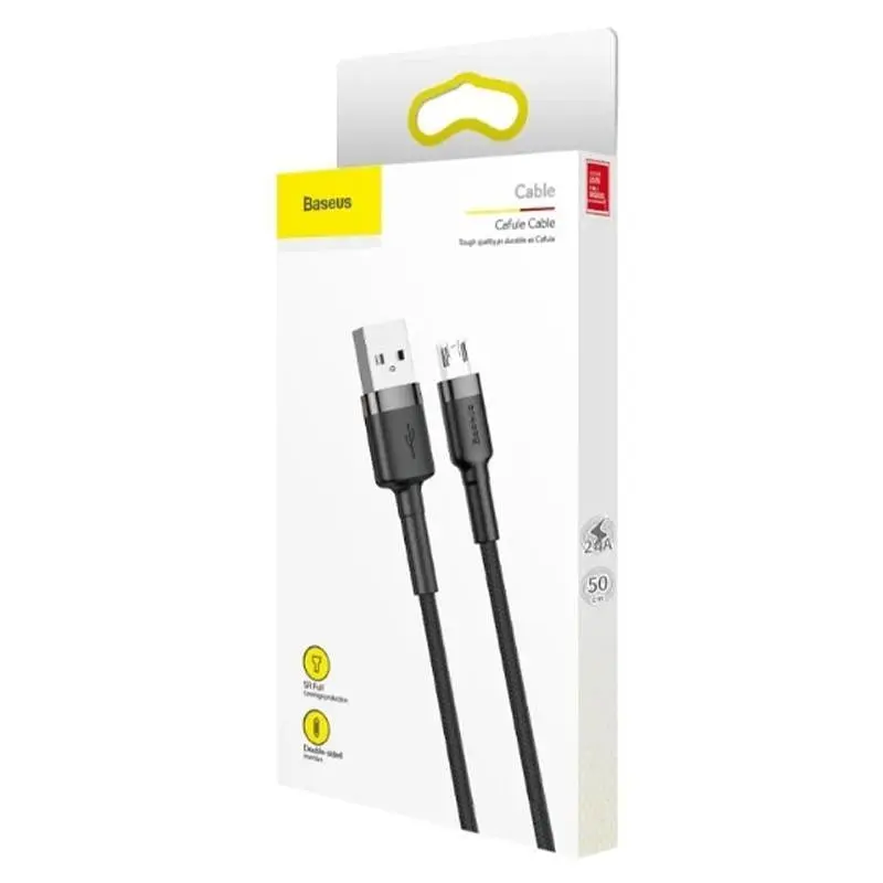 Кабель Baseus Cafule Cable USB to MicroUSB 2.4A 1m CAMKLF-BG1 Black - фото 2