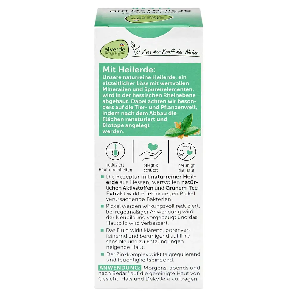 Флюїд для обличчя Alverde Naturkosmetik Clear прозорий з цілющою гряззю та екстрактом зеленого чаю 50 мл - фото 5
