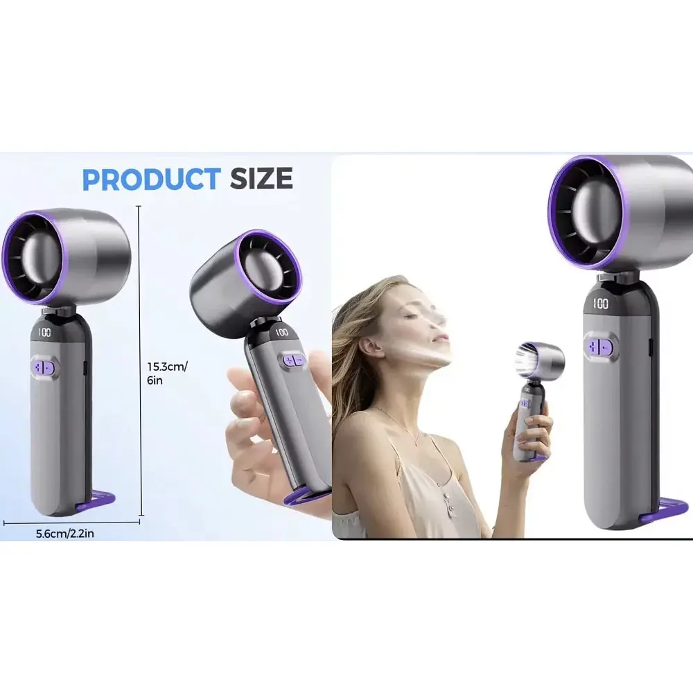 Вентилятор портативний настільний ручний Handheld fan LY-937 із вбудованим акумулятором та з цифровим дисплеєм, 5 швидкостей - фото 3