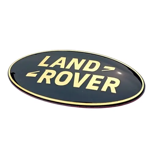 Емблема решітки LAND ROVER хакі із золотистим написом 86х43 мм метал (на скотчі) OEM LR023286 - фото 3