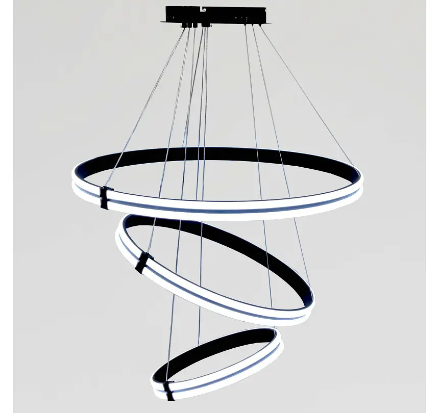 Велика триярусна LED люстра MD78099/80+60+40BK Artlight із чорними кільцями - фото 5