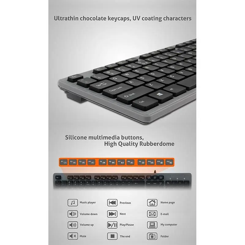 Клавіатура MeeTion USB Standard Chocolate Ultrathin Keyboard K841 Ukr/RU/EN розкладки - фото 5
