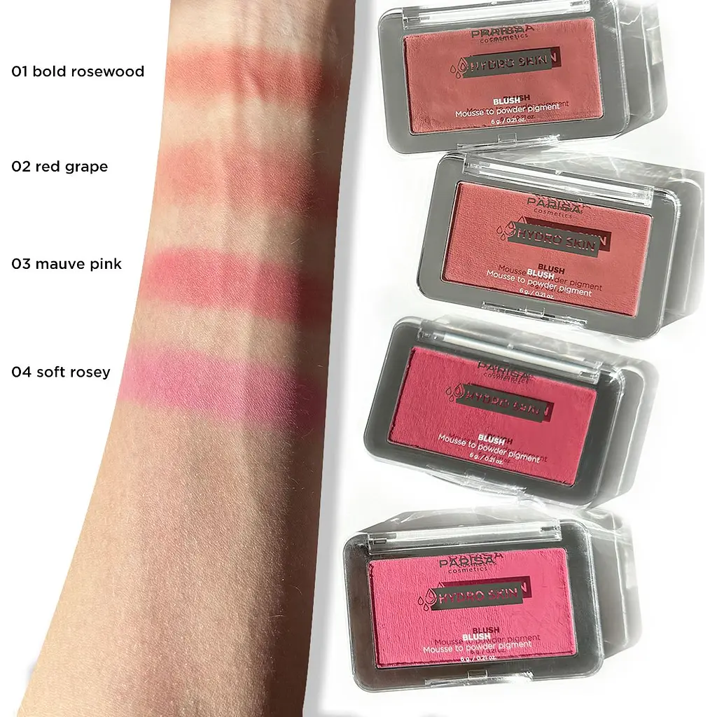 Румяна-мусс Parisa Hydro Skin Blush Mousse to Powder Pigment PHB-04 №04 Red grape 6 г - фото 3