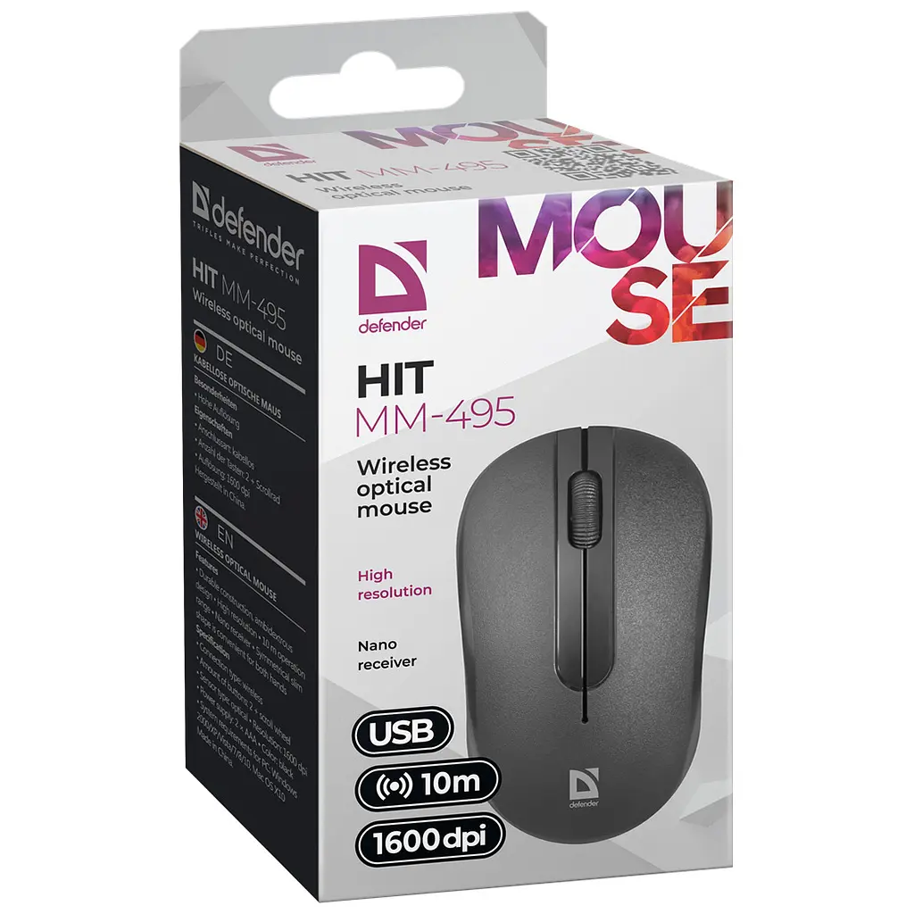 Мишка Defender Hit MM-495 Wireless Black (52495) - фото 4