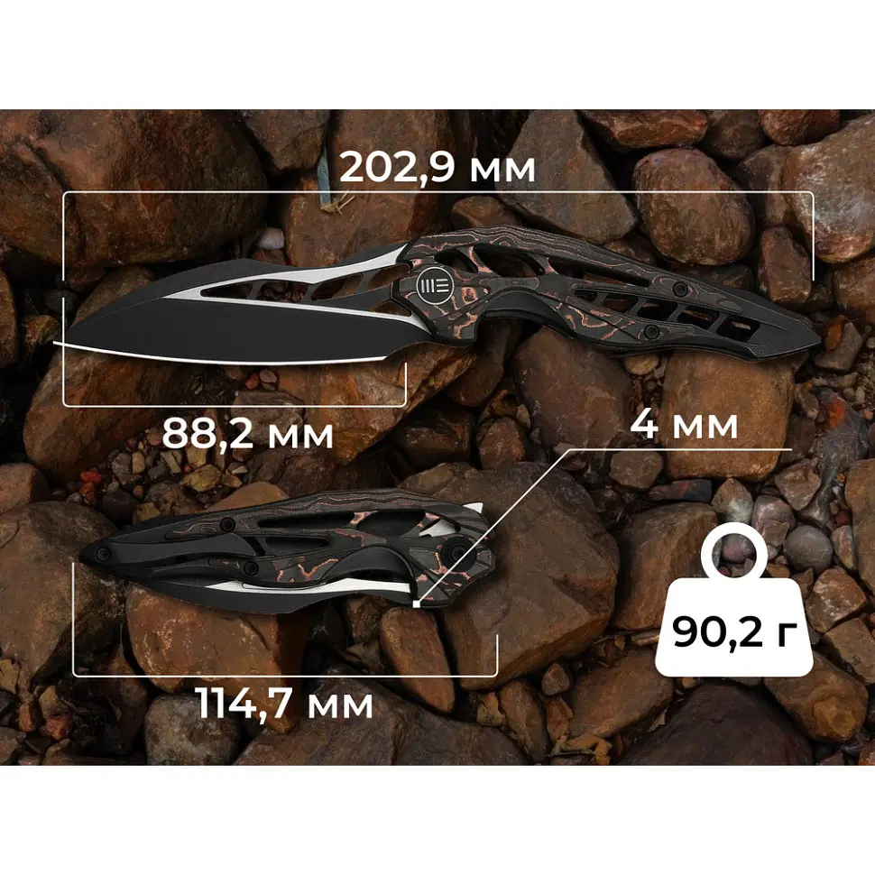 Ніж складаний туристичний Weknife Arrakis (8.8 см) Vanax / Titanium чорний з бронзою - фото 14