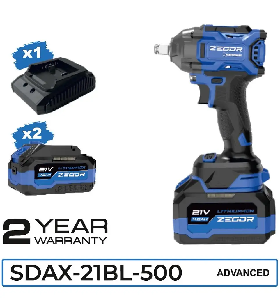 Гайковерт ударний акумуляторний Zegor SDAX-21BL-500 21V Advanced 2 батареї безщітковий двигун/реверс/з підсвічуванням - фото 15