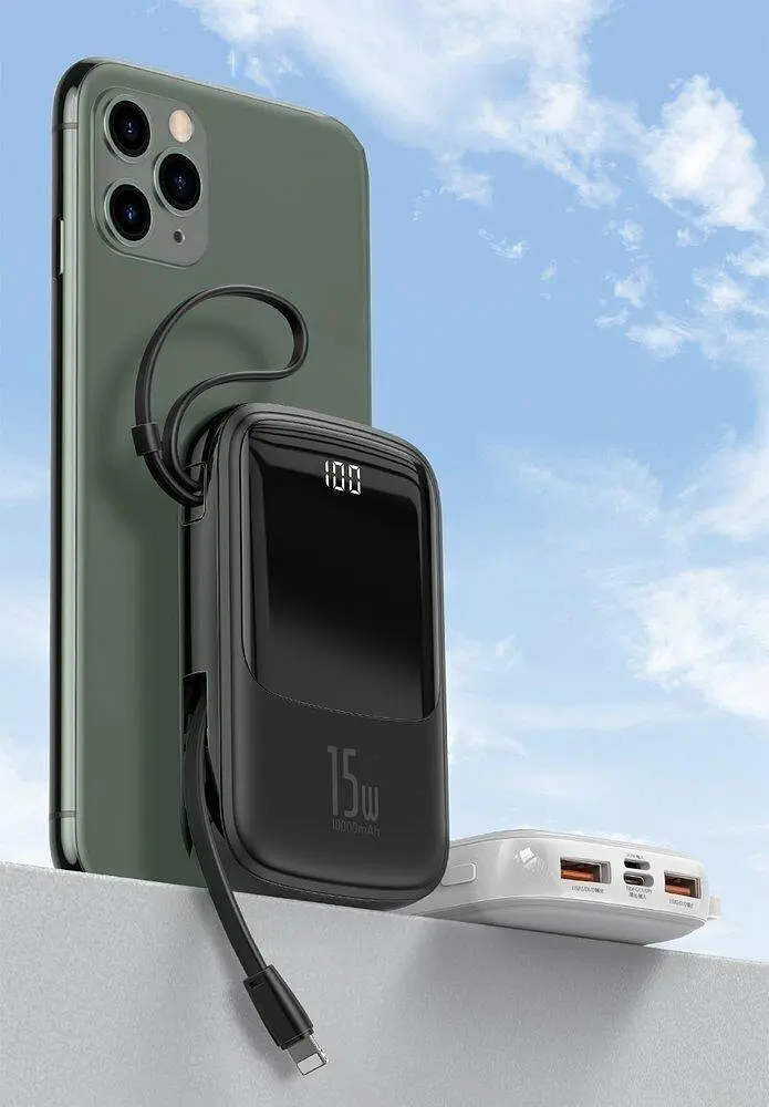 Внешний аккумулятор Baseus PPQD-B01 Qpow 10000 mAh с кабелем для iPhone черный - фото 5