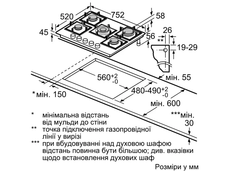 Газова варильна поверхня Bosch PPQ7A6I45 - фото 6