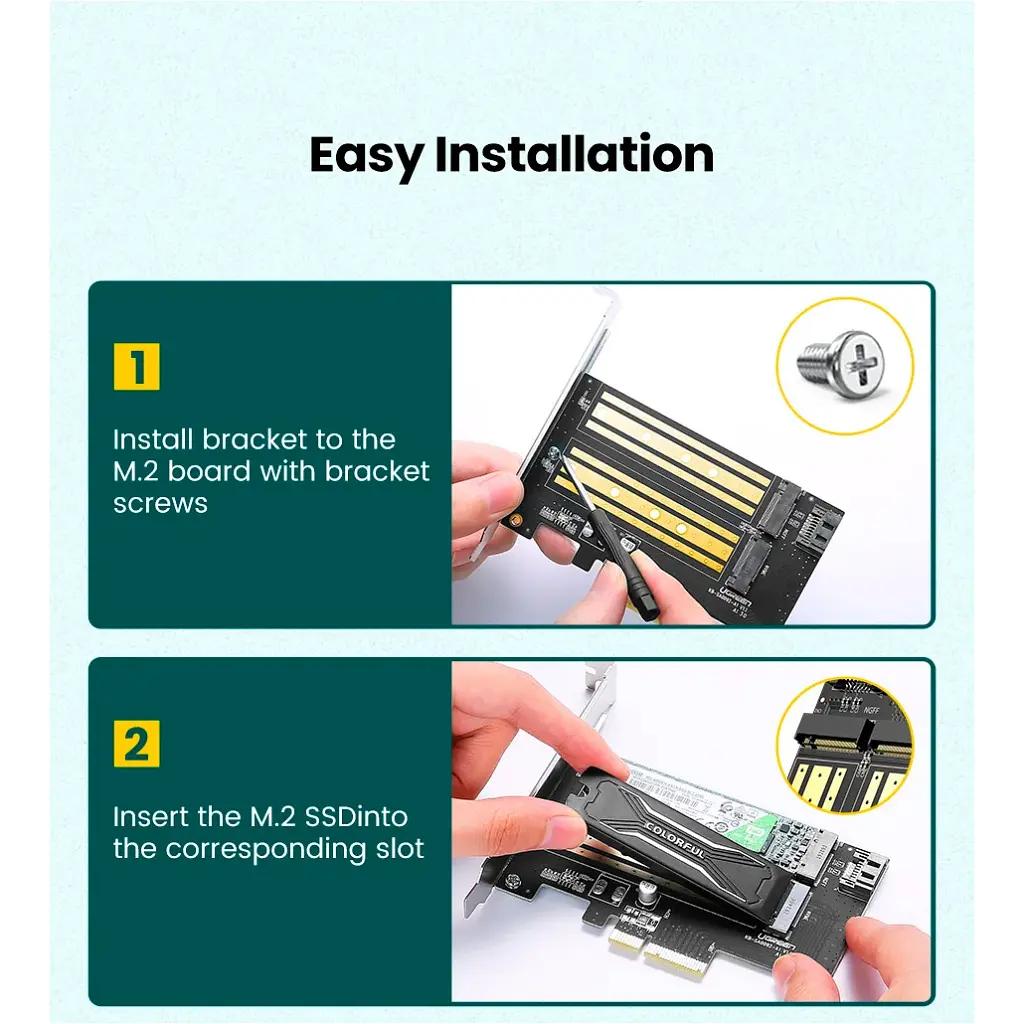 Контролер Ugreen PCI-E 3.0 for SSD M.2 NVMe + M.2 NGFF CM302 (70504) - фото 8