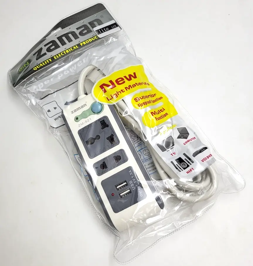 Подовжувач 2 метри на 2 універсальні розетки адаптера з вимикачем 10А 2 USB 1.5A UKC ZM-521 (2м) - фото 5