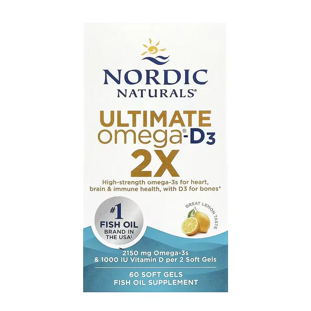 Омега-3 риб'ячий жир Nordic Naturals Ultimate Omega 2X D3 для серця, мозку та зору 60 софтгелів