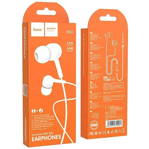 Дротові навушники Hoco M82 La musique universal earphones with mic, 3.5mm, 1.2m, white - фото 3
