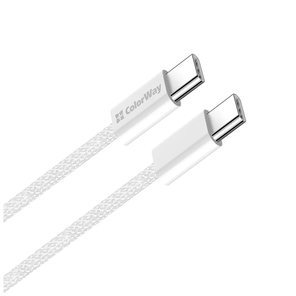 Дата кабель USB-C to USB-C 2.0m (braided cotton) (PD Fast Charging 60W) 3.0А grey ColorWay (CW-CBPDCC068-GR) - фото 3