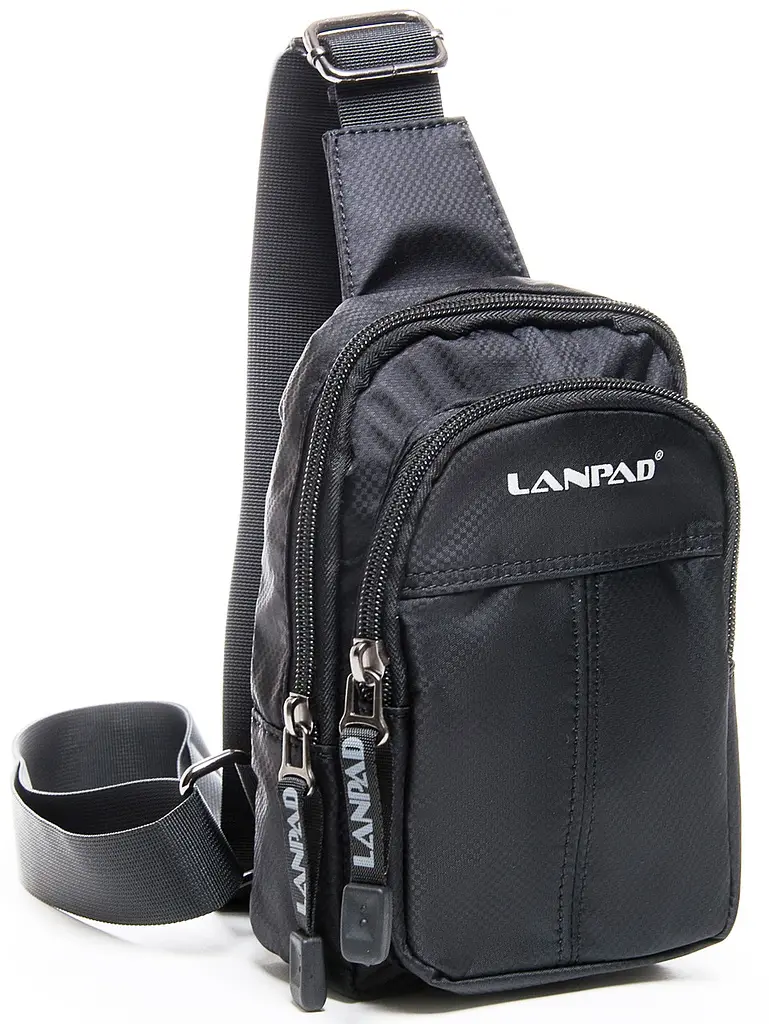 Невелика нагрудна сумка баретка слінг Lanpad LAN7662 Чорна - фото 5