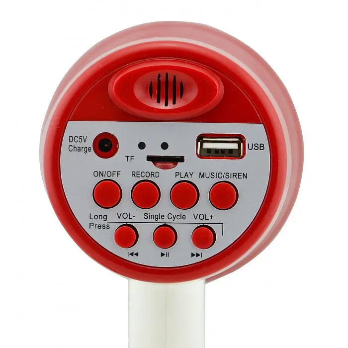 Громкоговоритель аккумуляторный UKC ER-22U 15 Вт, рупор с USB и записью, красный - фото 6