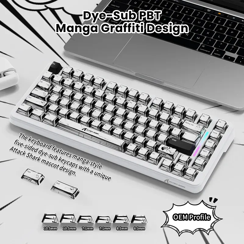 Игровая магнитная клавиатура Attack Shark X82 Pro / Три режима подключения / Magnetic Switch / Grey - фото 6