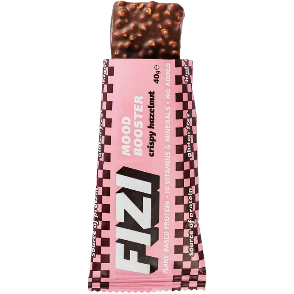 Веганские низкокалорийные батончики Fizi Mood Booster Crispy Hazelnut 480 г (12 шт. x 40 г) - фото 2