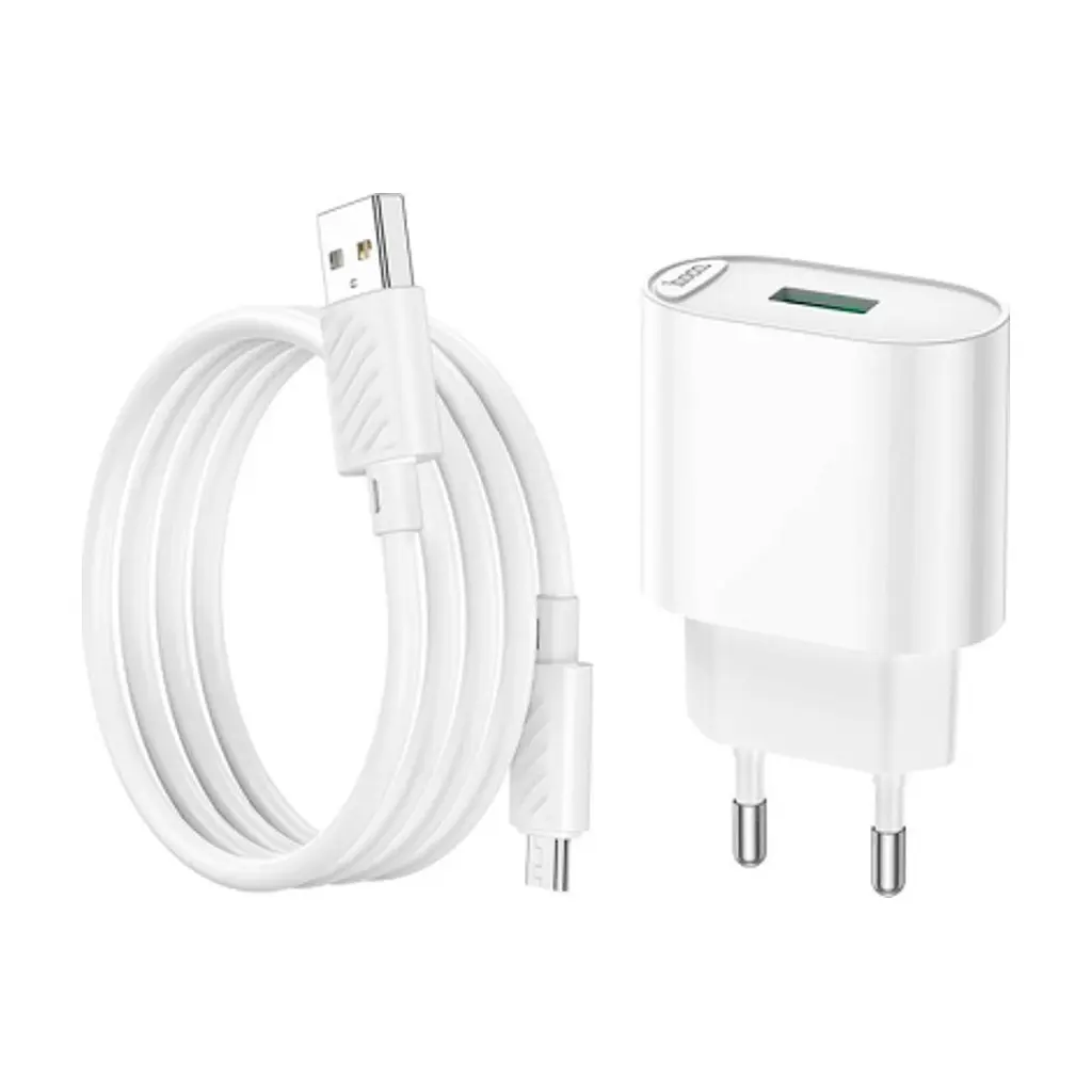 Зарядний пристрій HOCO C109A Fighter USB QC3.0 + cable Micro 5P White (6931474784827) - фото 10