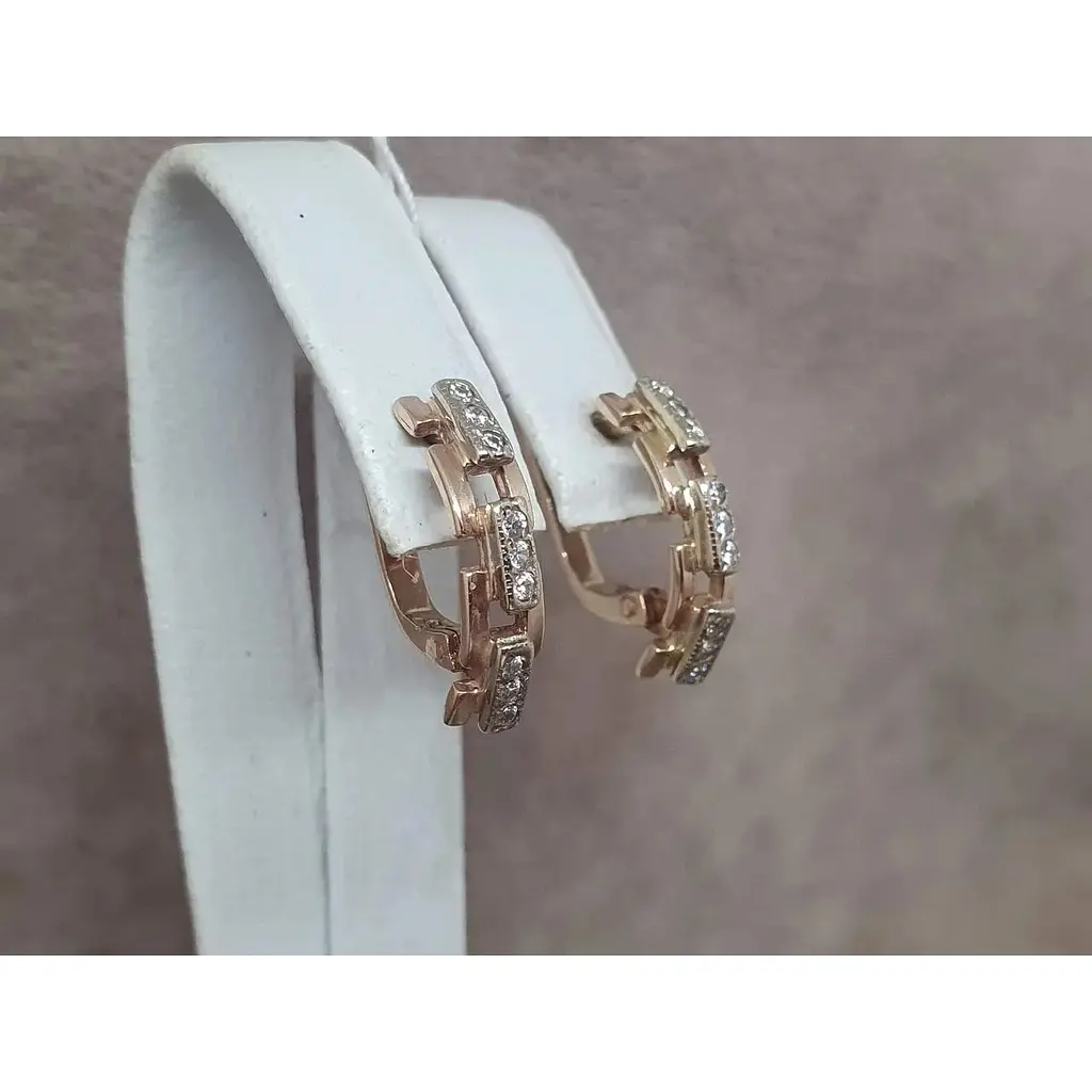 Золотые серьги Гаразд с фианитами. 3532488 - фото 3