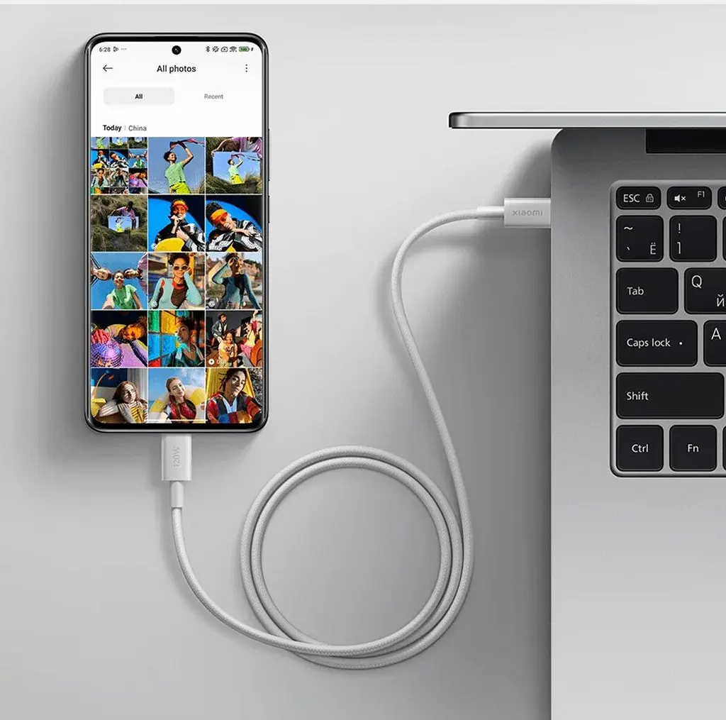 Кабель Xiaomi Braided Cable Type-C to Type-C 6A 120W 1m BHR087KGL White - фото 4